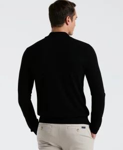 NEW! Tech Knit Open Collar Sweater Polo Long Sleeve