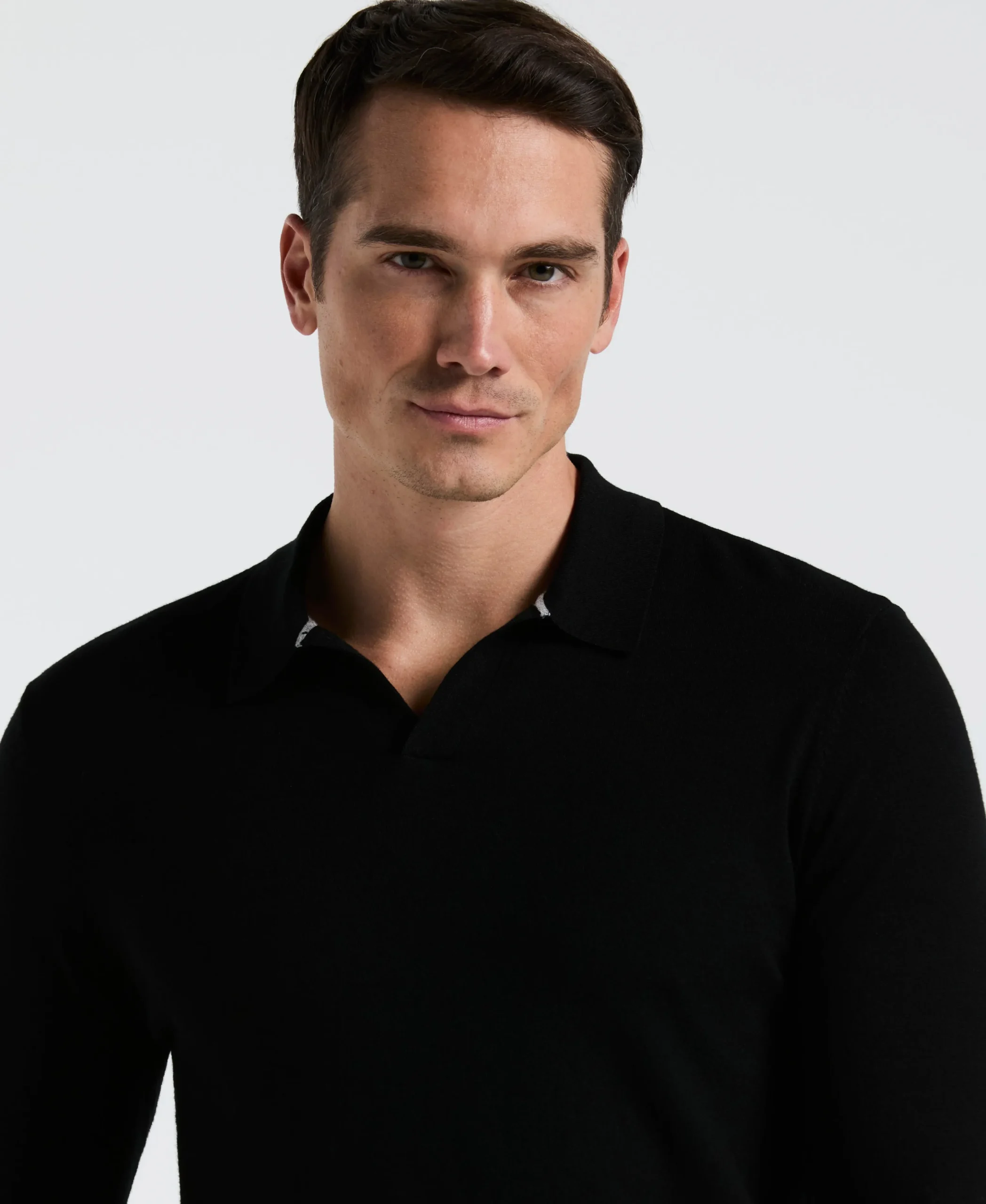 NEW! Tech Knit Open Collar Sweater Polo Long Sleeve