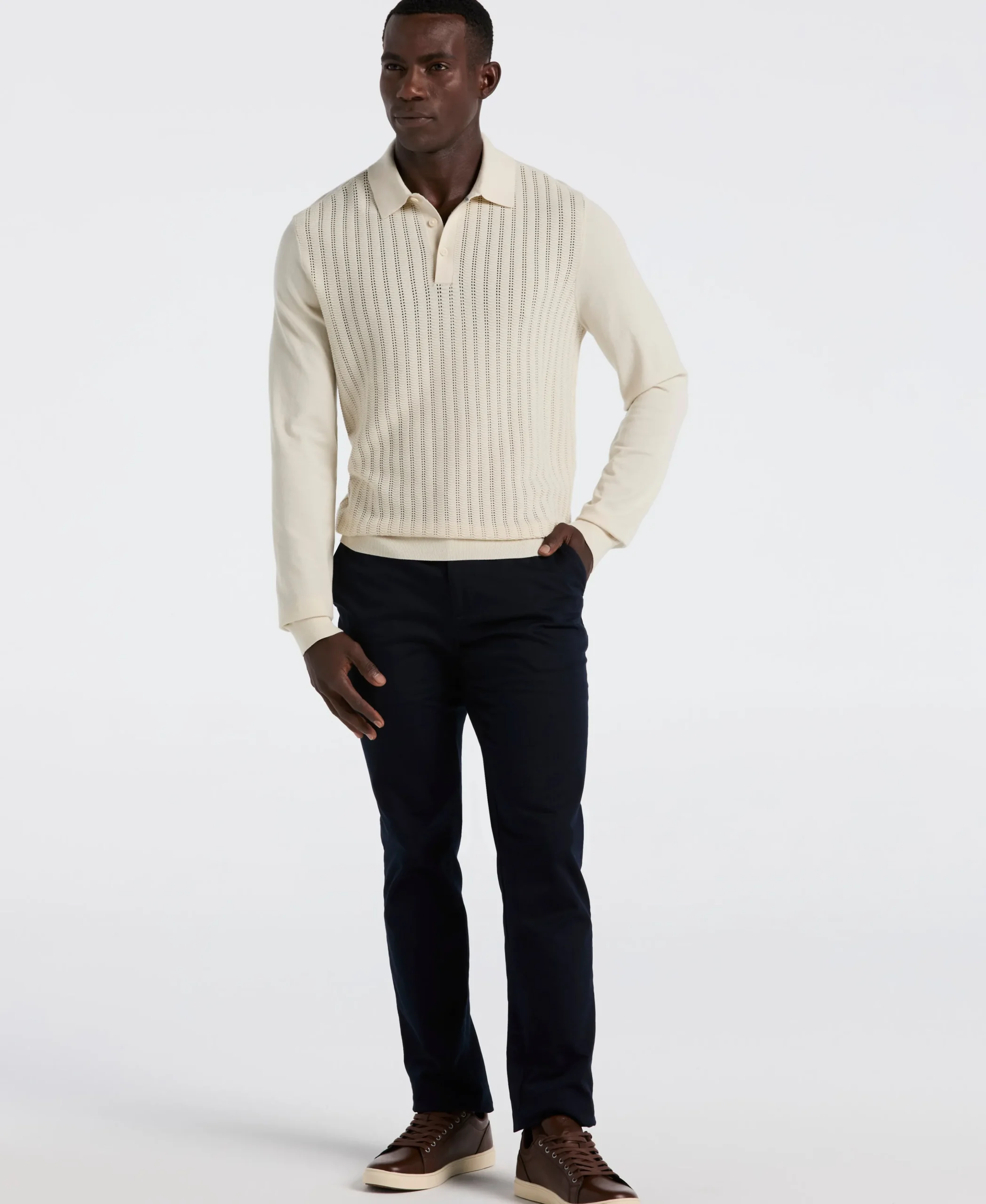 NEW! Textured Front Polo Sweater