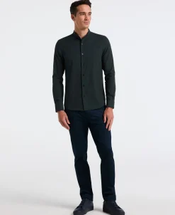 NEW! Untucked Total Stretch Slim Fit Banded Collar Shirt - Green