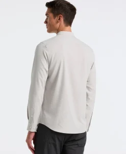 NEW! Untucked Total Stretch Slim Fit Banded Collar Shirt - Gray
