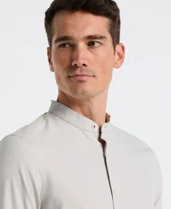 NEW! Untucked Total Stretch Slim Fit Banded Collar Shirt - Gray