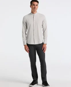 NEW! Untucked Total Stretch Slim Fit Banded Collar Shirt - Gray
