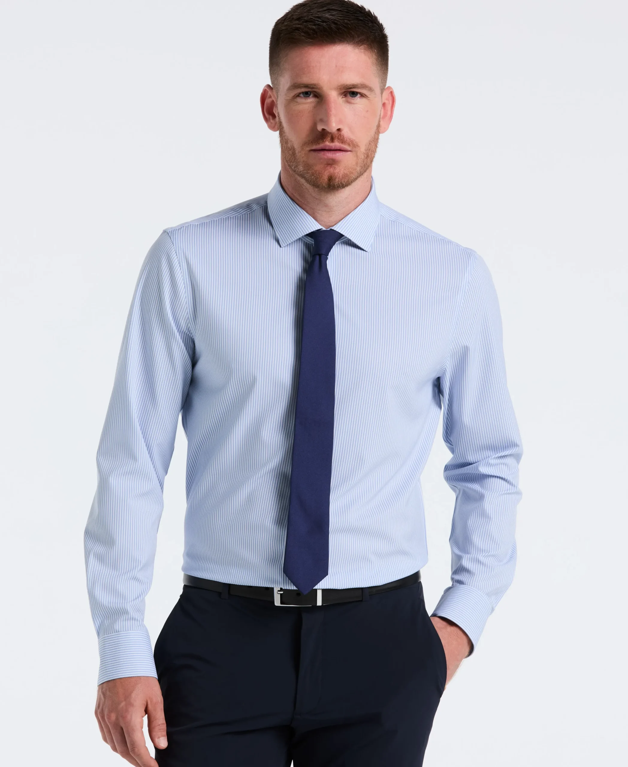 Performance Tech Striped Print Dress Shirt