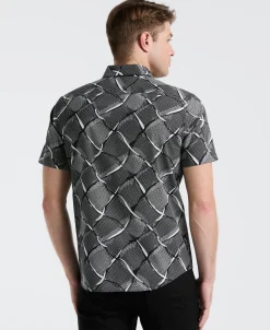 Poplin Linework Grid Print Shirt
