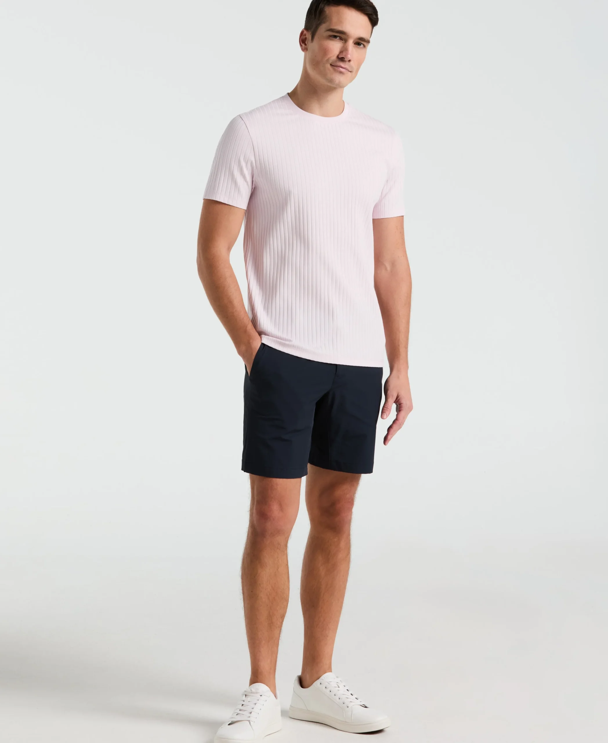 Rib Knit Crew Neck Tee