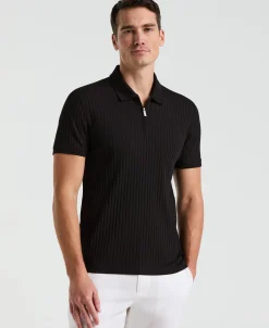 Ribbed Quarter Zip Polo