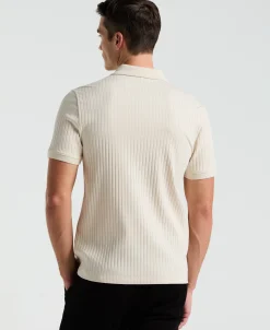Ribbed Quarter Zip Polo