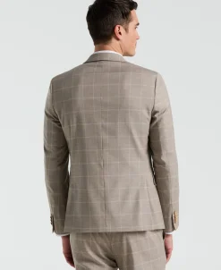 Skinny Fit Windowpane Pattern Suit Jacket