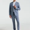 Slim Fit Blue Plaid Print Suit