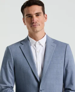 Slim Fit Blue Plaid Print Suit