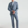 Slim Fit Blue Windowpane Pattern Suit
