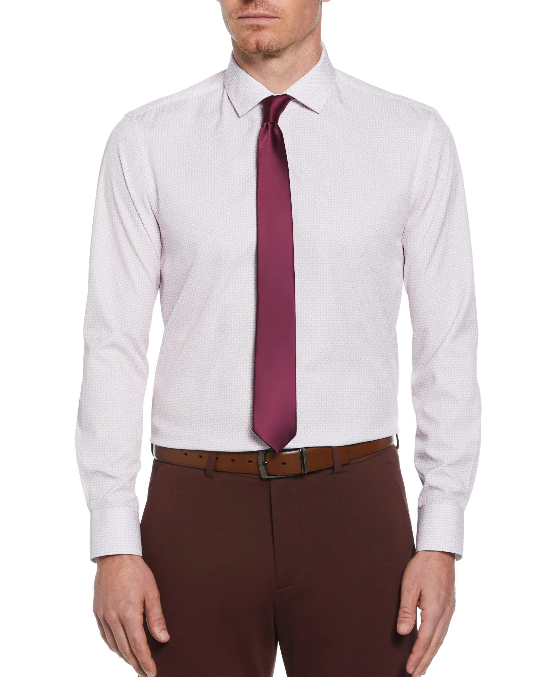 Slim Fit Button-Down Circle Pattern Dress Shirt