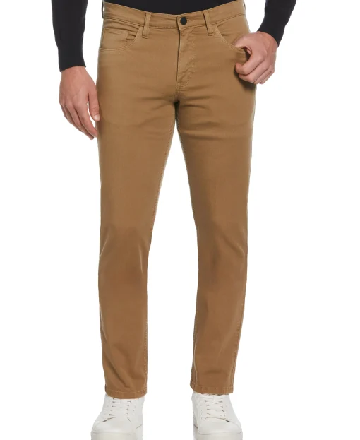Slim Fit Dyed Solid Twill Five Pocket Pant
