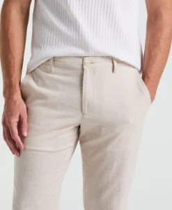 Slim Fit Flat Front Linen Blend Chino Pant