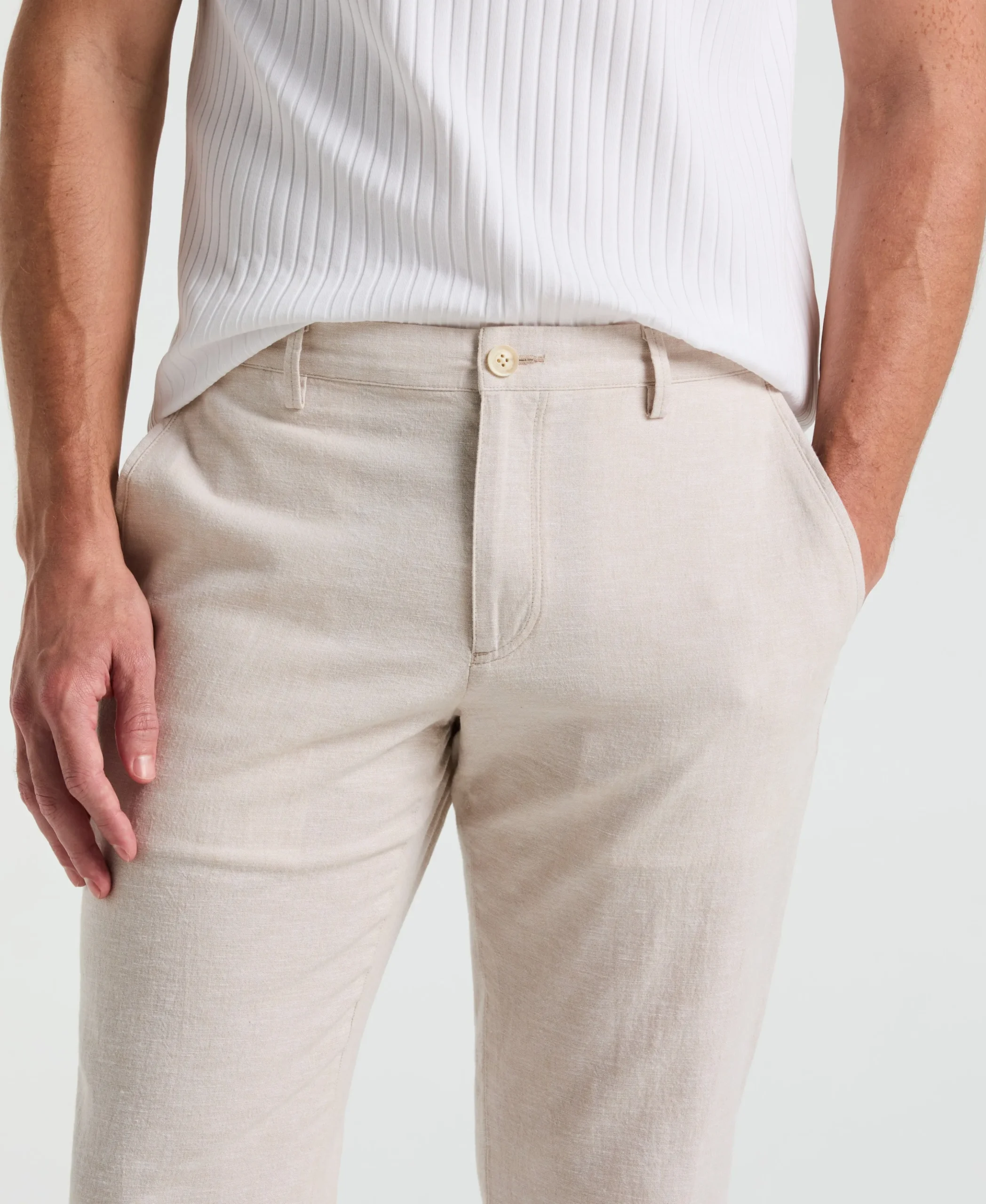 Slim Fit Flat Front Linen Blend Chino Pant