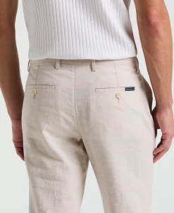 Slim Fit Flat Front Linen Blend Chino Pant