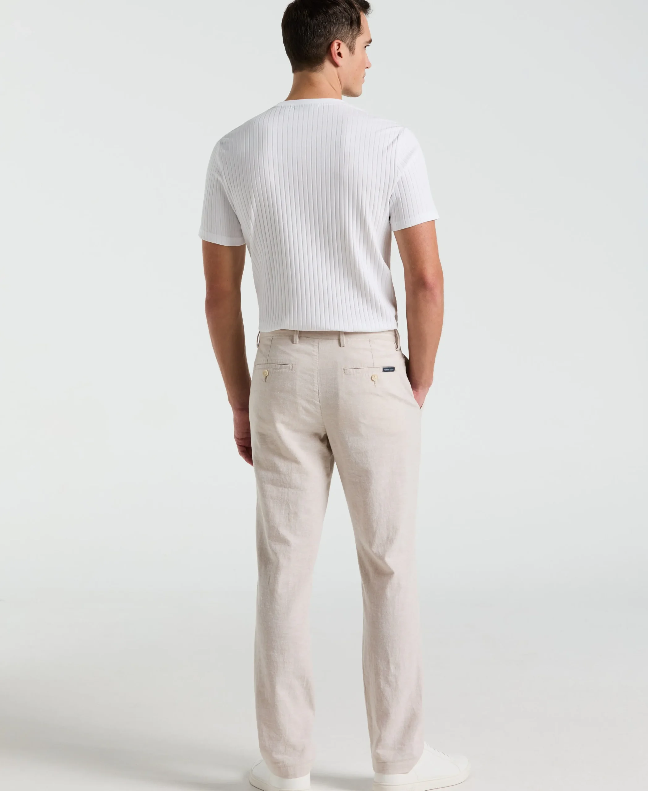 Slim Fit Flat Front Linen Blend Chino Pant