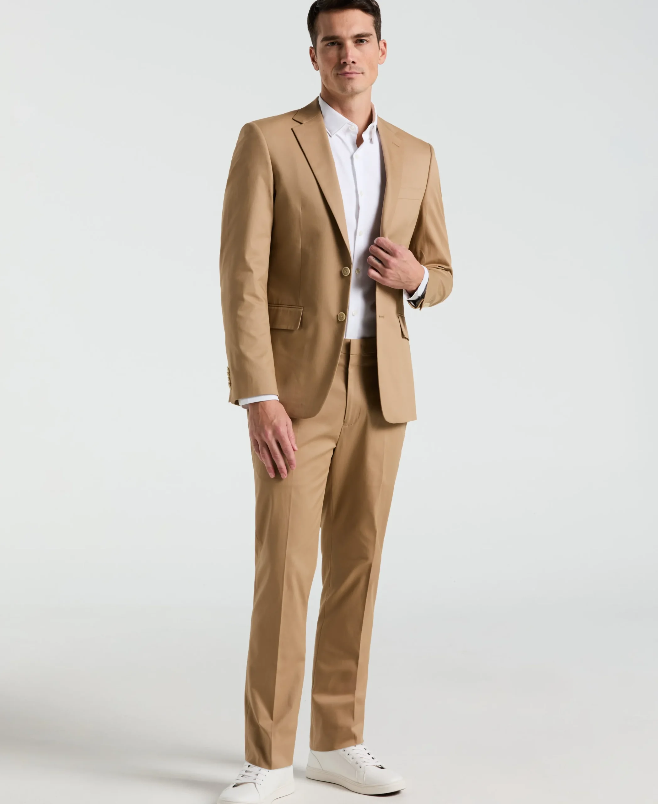 Slim Fit Solid Cotton Blend Suit Pant