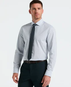 Slim Fit Stretch Cotton Blend Plaid Dress Shirt