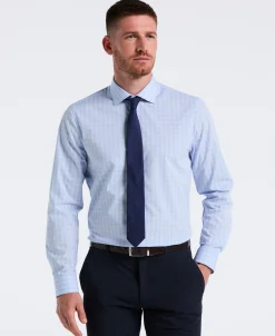 Slim Fit Stretch Plaid Dress Shirt