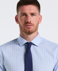 Slim Fit Stretch Plaid Dress Shirt