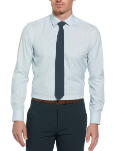 Slim Fit Stretch Small Check Dress Shirt