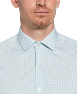 Slim Fit Stretch Small Check Dress Shirt