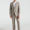 Slim Fit Tan Plaid Print Suit