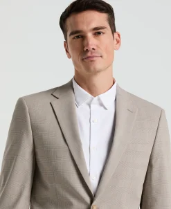 Slim Fit Tan Plaid Print Suit