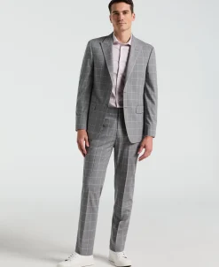 Slim Fit Windowpane Pattern Suit Pant