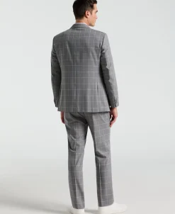 Slim Fit Windowpane Pattern Suit Pant