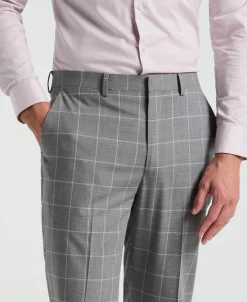Slim Fit Windowpane Pattern Suit Pant