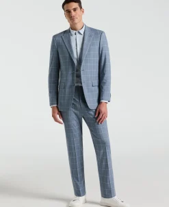 Slim Fit Windowpane Pattern Suit Pant