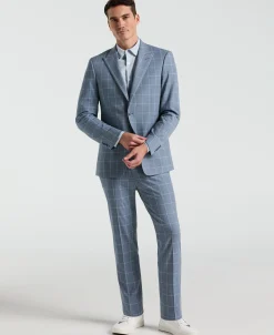 Slim Fit Windowpane Pattern Suit Jacket