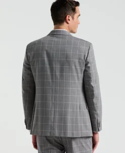 Slim Fit Windowpane Pattern Suit Jacket