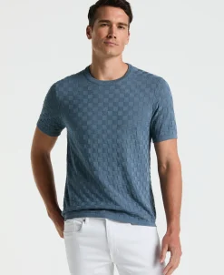 Square Pattern Crew Neck Sweater Tee