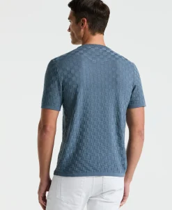 Square Pattern Crew Neck Sweater Tee