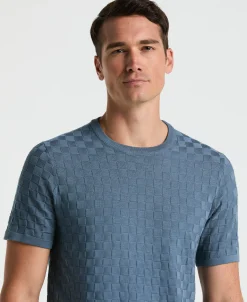 Square Pattern Crew Neck Sweater Tee