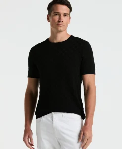 Square Pattern Crew Neck Sweater Tee
