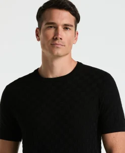 Square Pattern Crew Neck Sweater Tee