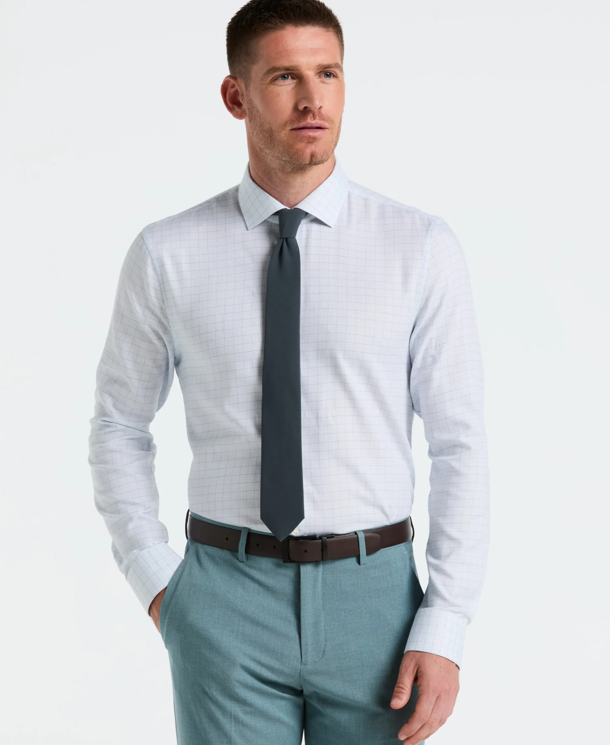 Stretch Checkered Dress Shirt