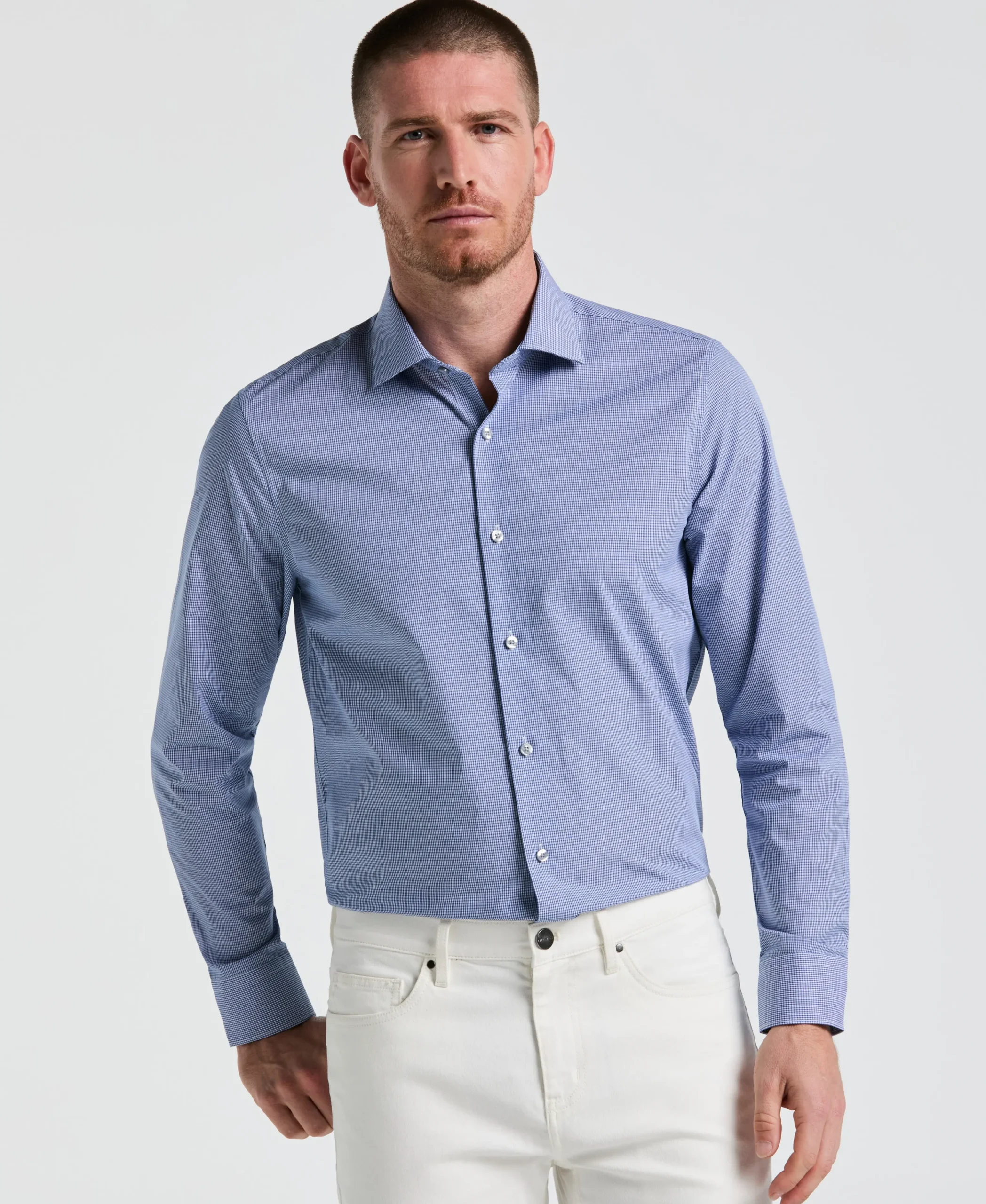 Stretch Micro Gingham Dress Shirt