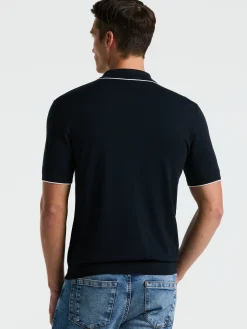 Tech Knit Open Collar Tipped Sweater Polo