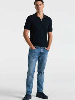 Tech Knit Open Collar Tipped Sweater Polo