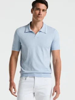 Tech Knit Open Collar Tipped Sweater Polo