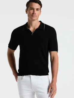 Tech Knit Open Collar Tipped Sweater Polo