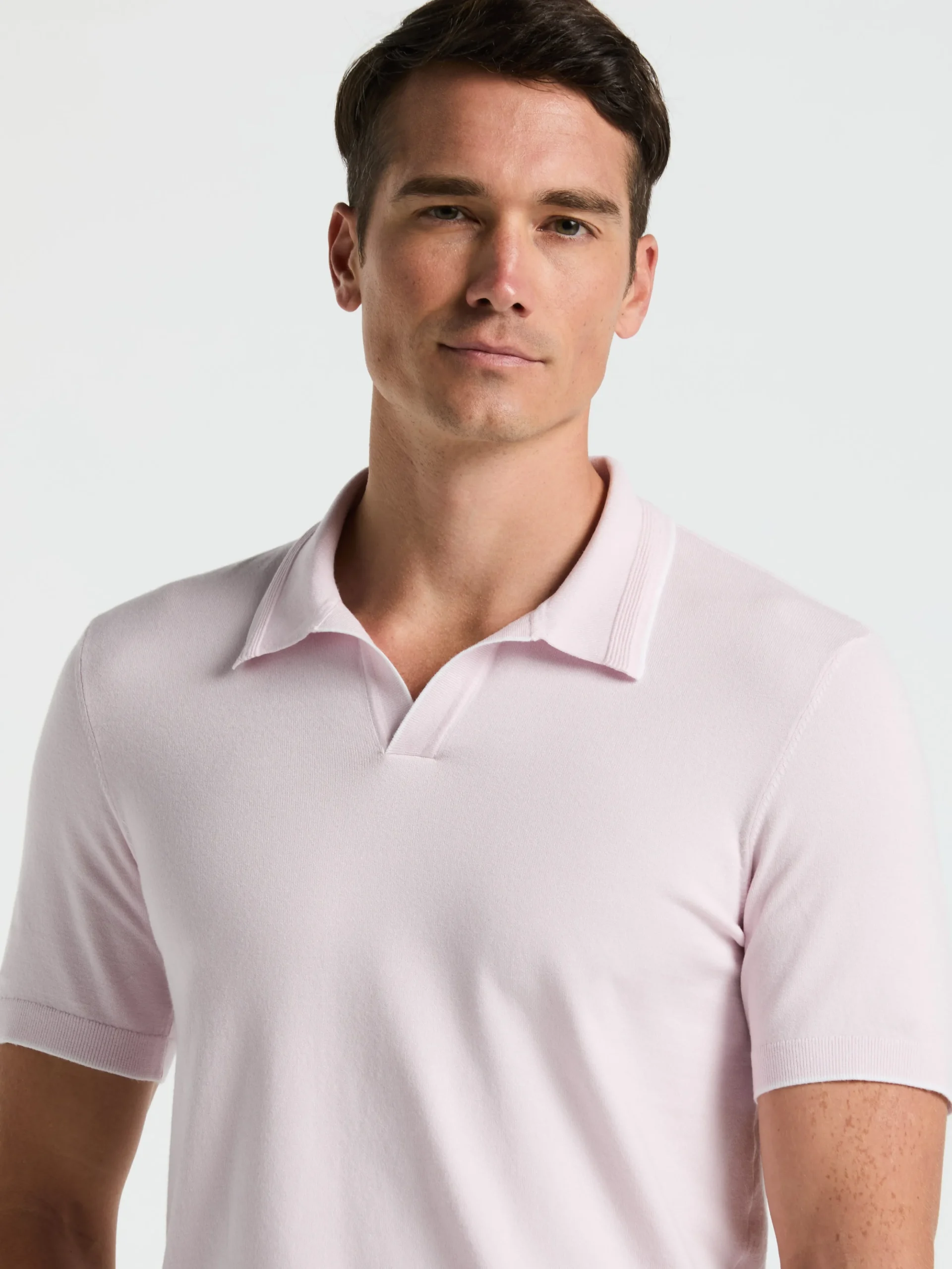 Tech Knit Open Collar Tipped Sweater Polo