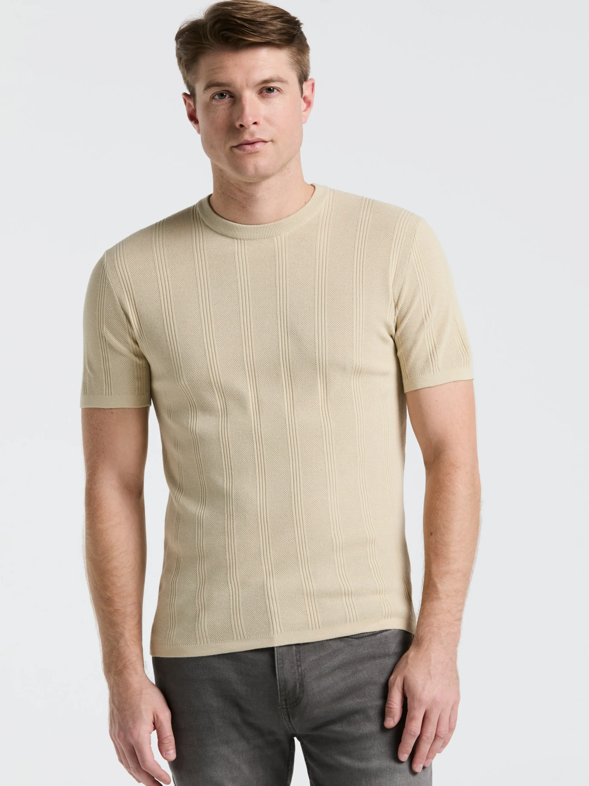 Tech Knit Striped Crew Neck Shirt