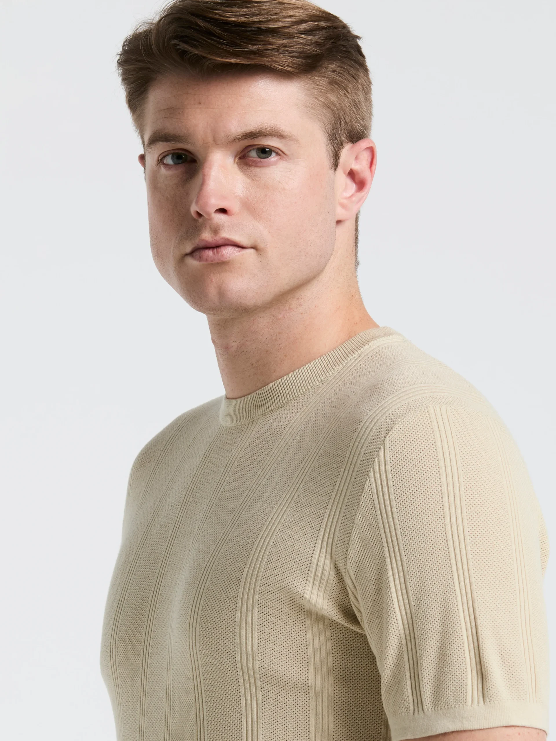 Tech Knit Striped Crew Neck Shirt